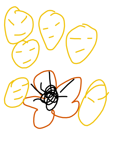 шесть жëлтых лиц и цветок